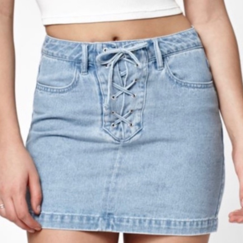 PacSun tie up light wash Jean Skirt